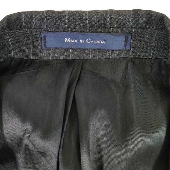 VTG CHAPS Ralph Lauren Men's 2 Piece Suit Dark gray Pin striped -Size: 46L / 42W - Picture 4 of 16